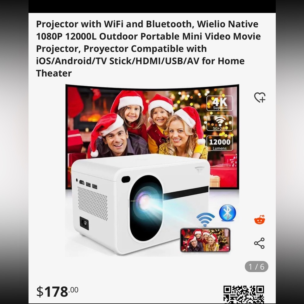 White Portable Mini Video Projector